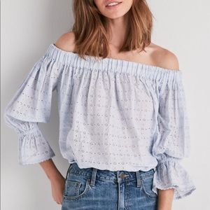 Lucky Brand Eyelet Off Shoulder Blouse